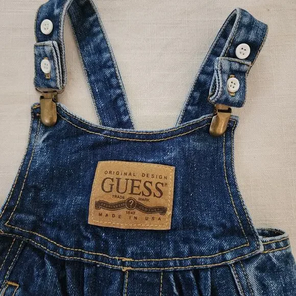 Vintage Guess Leather Patch Overalls 12-18 months